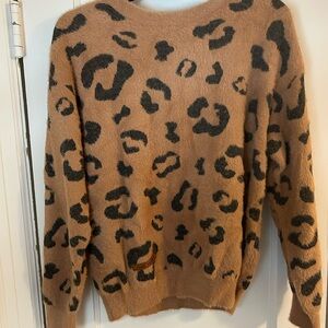 Simply Southern Tan and Black Leopard Sweater